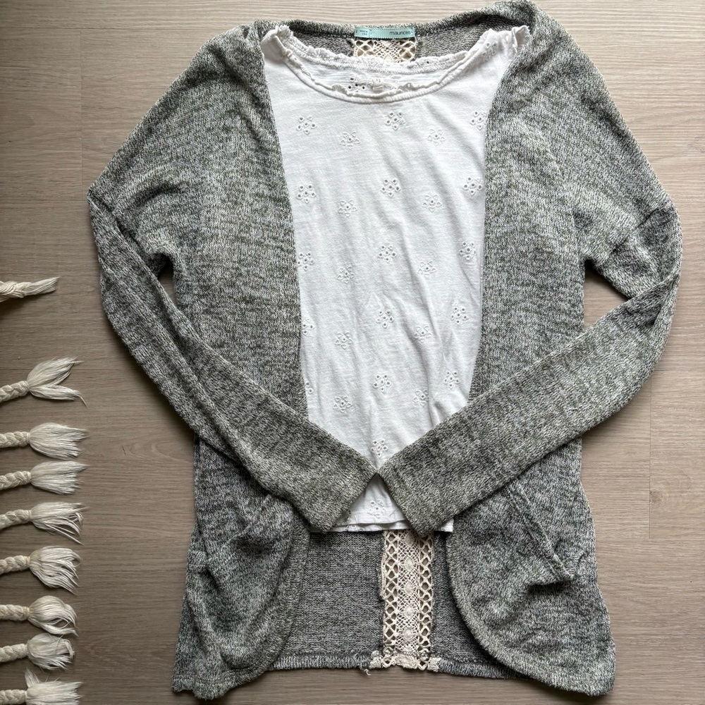 Woman’s Maurices Heather Green Open Cardigan
